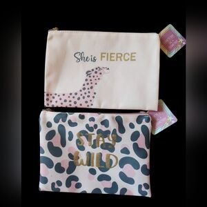 Pink and Gold Leopard Print Pouches ☆ Get Both 》 Nwt